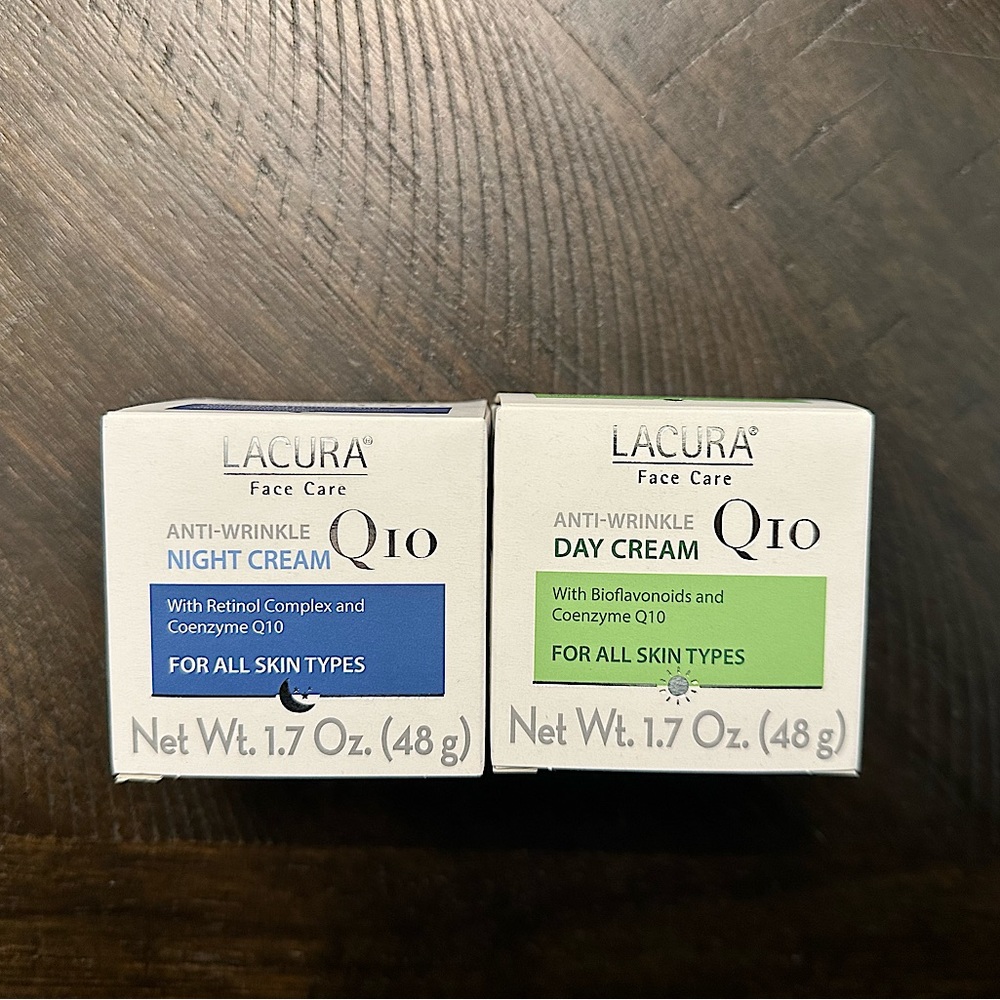 NIB Lacura Face Care Q10 Anti-Wrinkle Night Cream and Day Cream